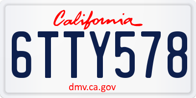 CA license plate 6TTY578