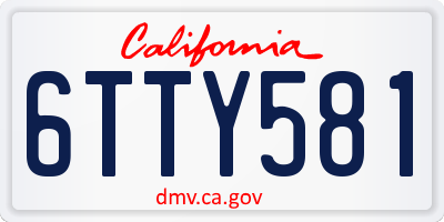 CA license plate 6TTY581