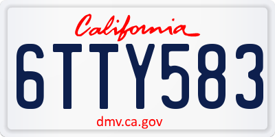 CA license plate 6TTY583