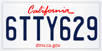 CA license plate 6TTY629