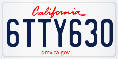 CA license plate 6TTY630