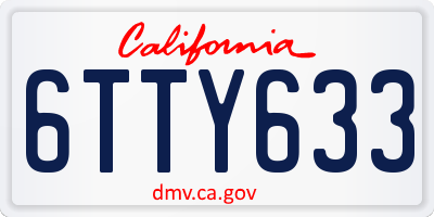 CA license plate 6TTY633