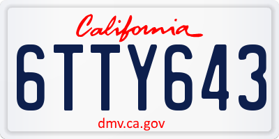 CA license plate 6TTY643