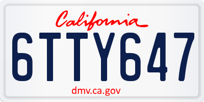 CA license plate 6TTY647