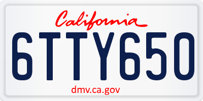 CA license plate 6TTY650