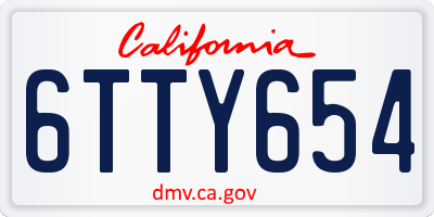 CA license plate 6TTY654