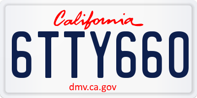 CA license plate 6TTY660
