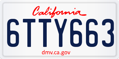 CA license plate 6TTY663