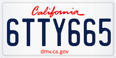 CA license plate 6TTY665