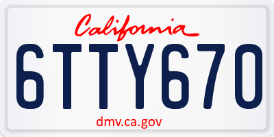 CA license plate 6TTY670
