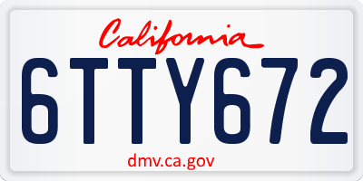CA license plate 6TTY672