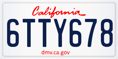 CA license plate 6TTY678