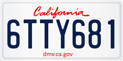 CA license plate 6TTY681