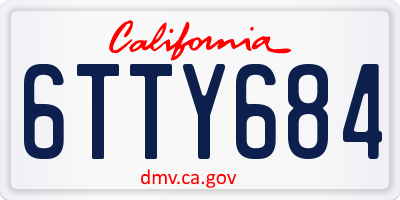 CA license plate 6TTY684