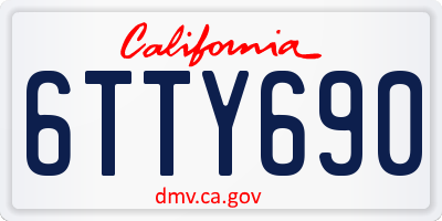 CA license plate 6TTY690