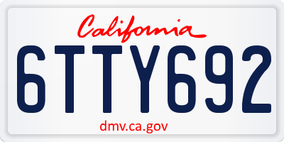 CA license plate 6TTY692