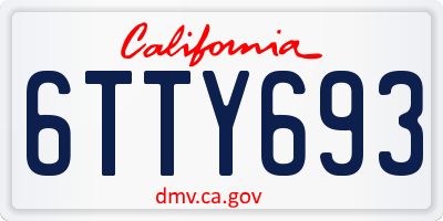 CA license plate 6TTY693