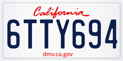 CA license plate 6TTY694