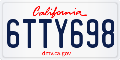 CA license plate 6TTY698