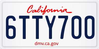 CA license plate 6TTY700