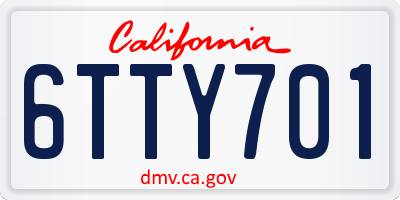 CA license plate 6TTY701