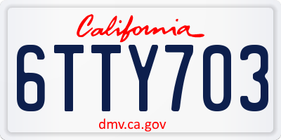 CA license plate 6TTY703