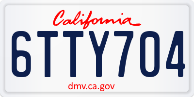 CA license plate 6TTY704