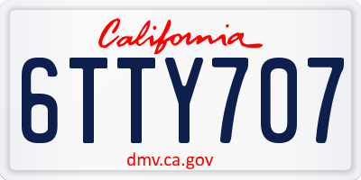 CA license plate 6TTY707