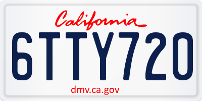 CA license plate 6TTY720