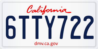 CA license plate 6TTY722