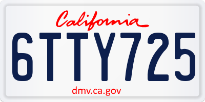 CA license plate 6TTY725