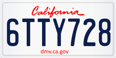 CA license plate 6TTY728