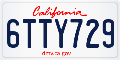 CA license plate 6TTY729