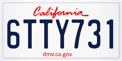 CA license plate 6TTY731