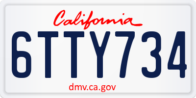 CA license plate 6TTY734