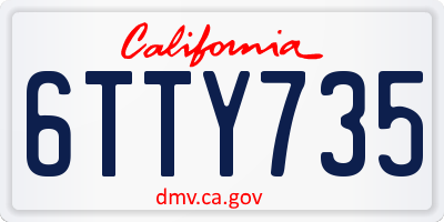 CA license plate 6TTY735