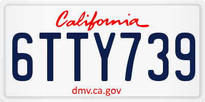 CA license plate 6TTY739