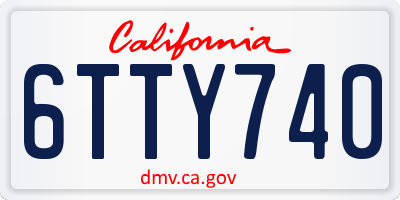 CA license plate 6TTY740