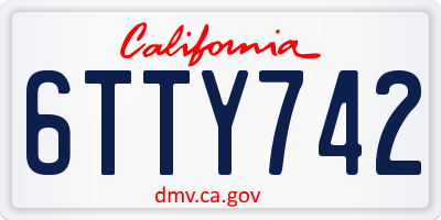 CA license plate 6TTY742