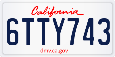 CA license plate 6TTY743