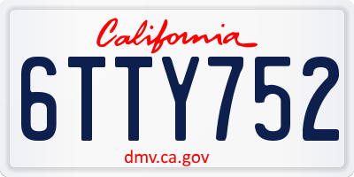 CA license plate 6TTY752