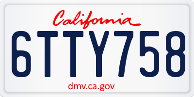 CA license plate 6TTY758