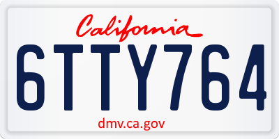 CA license plate 6TTY764