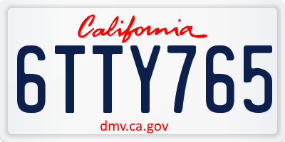 CA license plate 6TTY765