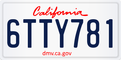 CA license plate 6TTY781
