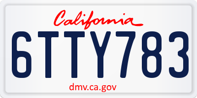 CA license plate 6TTY783