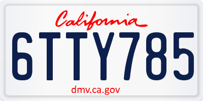 CA license plate 6TTY785