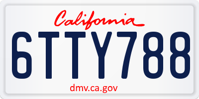 CA license plate 6TTY788