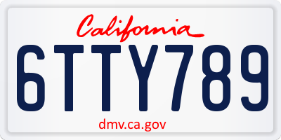 CA license plate 6TTY789
