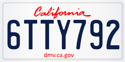 CA license plate 6TTY792